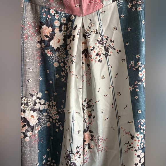 Bohemian Floral Multiprint Jumpsuit - Pink, Blue, Cream 4X - Picture 13 of 15